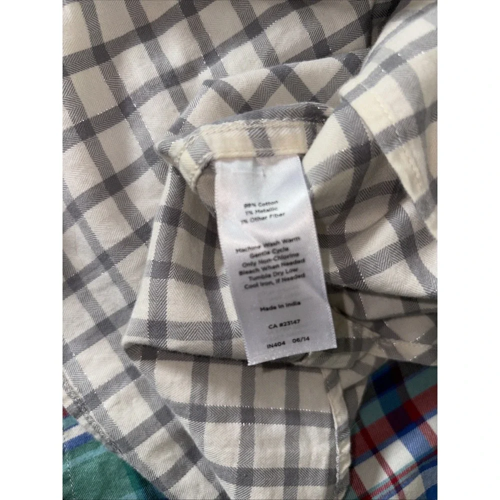 2 Talbots Flannel Shirt Womens LP Plaid Button Front Collar Long Sleeve‎ Cotton